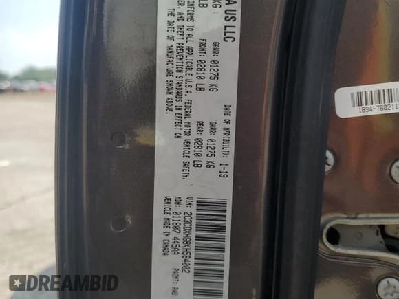 ✅ 2019 Dodge Charger GT • VIN: 2C3CDXHG8KH584002 • Lot: 68395785. Wystawiony na Copart z przebiegiem 96 394 mil. Bezpłatny archiwum sprzedaży aukcyjnych z USA i szczegółowy raport historii pojazdu na DreamBid. Zdjęcie 12.