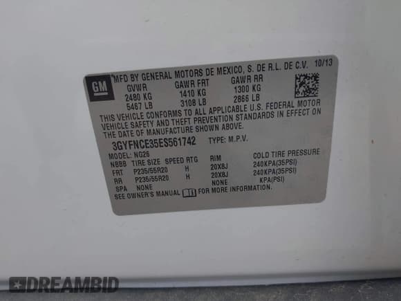 ✅ 2014 Cadillac SRX Performance Collection • VIN: 3GYFNCE35ES561742 • Lot: 42579887. Listed on IAAI with 95,009 mi. Free auction sales archive from the USA and detailed vehicle history report at DreamBid. Image 9.