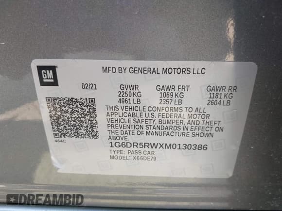 ✅ 2021 Cadillac CT5-V • VIN: 1G6DR5RWXM0130386 • Lot: 42265706. Listed on IAAI with 87,265 mi. Free auction sales archive from the USA and detailed vehicle history report at DreamBid. Image 9.