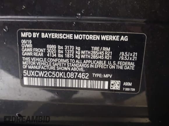 ✅ 2019 BMW X7 xDrive40i • VIN: 5UXCW2C50KL087462 • Лот: 43438513. Опубликован ранее на IAAI с пробегом 51 620 миль. Бесплатный доступ к архиву аукционных продаж из США и подробный отчёт об истории автомобиля на DreamBid. Изображение 9.