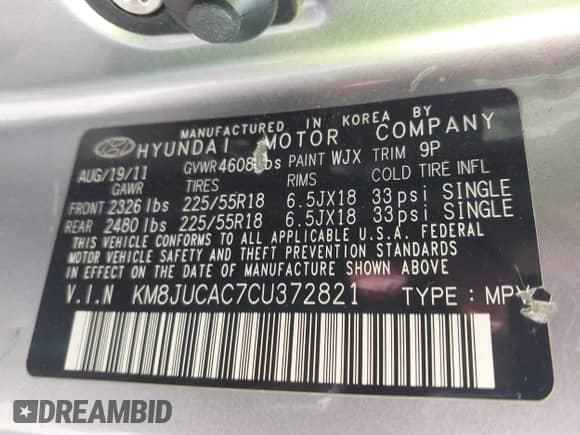 ✅ 2012 Hyundai Tucson Limited • VIN: KM8JUCAC7CU372821 • Лот: 43421774. Размещён на IAAI с пробегом 177 984 миль миль. Получите бесплатный доступ к архиву аукционных продаж из США и посмотрите подробный отчёт об истории автомобиля на DreamBid. Изображение 9.