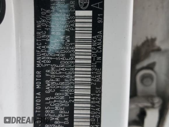 ✅ 2008 Toyota Corolla LE • VIN: 2T1BR32E58C890361 • Lot: 86888045. Wystawiony na Copart z przebiegiem 182 404 mil. Bezpłatny archiwum sprzedaży aukcyjnych z USA i szczegółowy raport historii pojazdu na DreamBid. Zdjęcie 12.