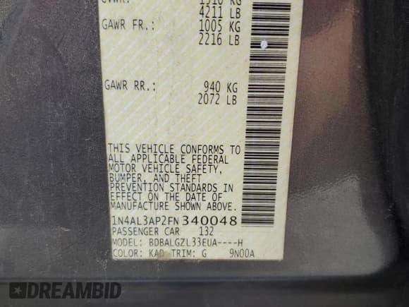 ✅ 2015 Nissan Altima S • VIN: 1N4AL3AP2FN340048 • Lot: 71144985. Listed on Copart with 227,592 mi. Free auction sales archive from the USA and detailed vehicle history report at DreamBid. Image 12.