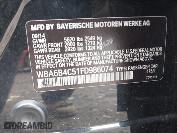 ✅ 2015 BMW 6 Series 650i xDrive • VIN: WBA6B4C51FD986074 • Lot: 41923161. Wystawiony na IAAI z przebiegiem 58 946 mil. Bezpłatny archiwum sprzedaży aukcyjnych z USA i szczegółowy raport historii pojazdu na DreamBid. Zdjęcie 9.