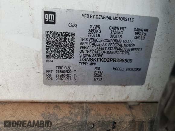 ✅ 2023 Chevrolet Suburban Premier • VIN: 1GNSKFKD2PR298800 • Lot: 80993954. Wystawiony na Copart z przebiegiem Nie podano. Bezpłatny archiwum sprzedaży aukcyjnych z USA i szczegółowy raport historii pojazdu na DreamBid. Zdjęcie 12.