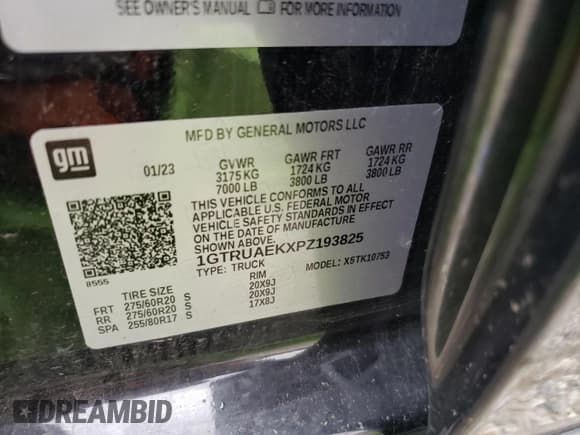✅ 2023 GMC Sierra 1500 Pro • VIN: 1GTRUAEKXPZ193825 • Лот: 66784774. Опубликован ранее на Copart с пробегом 62 727 миль. Бесплатный доступ к архиву аукционных продаж из США и подробный отчёт об истории автомобиля на DreamBid. Изображение 13.