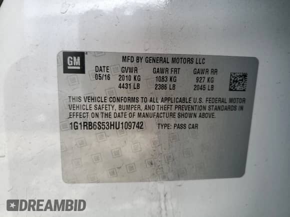 2017 Chevrolet Volt Premier с VIN 1G1RB6S53HU109742, выставлен на аукционе Copart как лот 48519143 с пробегом Не указан миль и . История ставок и продаж доступна на DreamBid. Изображение 12.