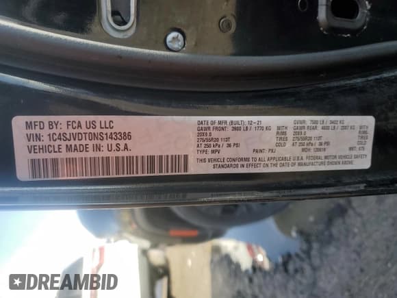 ✅ 2022 Jeep Wagoneer Series III • VIN: 1C4SJVDT0NS143386 • Lot: 48457345. Listed on Copart with 68,362 mi. Free auction sales archive from the USA and detailed vehicle history report at DreamBid. Image 14.