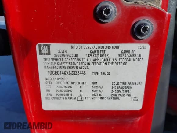 ✅ 2003 Chevrolet Silverado 1500 LS • VIN: 1GCEC14XX3Z323448 • Lot: 43651593. Listed on IAAI with 280,460 mi. Free auction sales archive from the USA and detailed vehicle history report at DreamBid. Image 9.