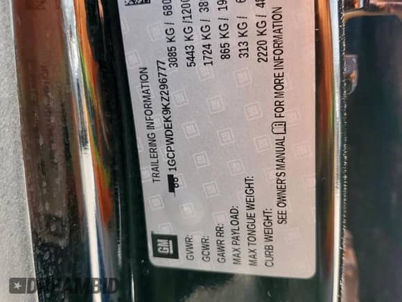 2019 Chevrolet Silverado 1500 RST с VIN 1GCPWDEK9KZ296777, выставлен на аукционе Copart как лот 61966925 с пробегом 77 742 миль миль и Списание • Salvage title. История ставок и продаж доступна на DreamBid. Изображение 12.