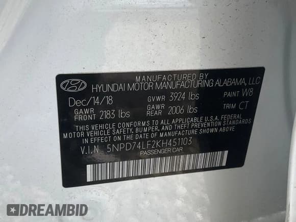 ✅ 2019 Hyundai Elantra SE • VIN: 5NPD74LF2KH451103 • Lot: 65842045. Wystawiony na Copart z przebiegiem Nie podano. Bezpłatny archiwum sprzedaży aukcyjnych z USA i szczegółowy raport historii pojazdu na DreamBid. Zdjęcie 10.