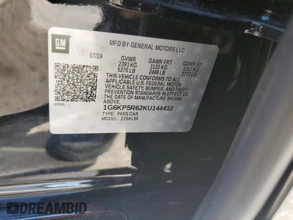 ✅ 2019 Cadillac CT6 Sport AWD • VIN: 1G6KP5R62KU144432 • Lot: 72389304. Listed on Copart with 5,843 mi. Free auction sales archive from the USA and detailed vehicle history report at DreamBid. Image 14.