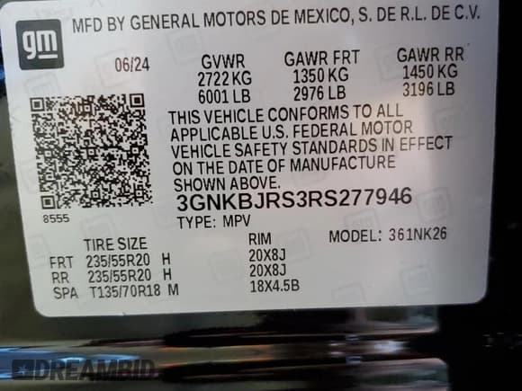 ✅ 2024 Chevrolet Blazer LT • VIN: 3GNKBJRS3RS277946 • Lot: 70735015. Listed on Copart with Not provided. Free auction sales archive from the USA and detailed vehicle history report at DreamBid. Image 13.