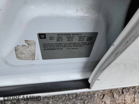 2012 Chevrolet Cruze 1FL z VIN 1G1PE5SC8C7101134, wystawiony jako Copart lot #61920485 z przebiegiem 129 788 mil mil oraz Czysty tytuł • Clean title. Historia ofert i sprzedaży dostępna na DreamBid. Obrazek 12.