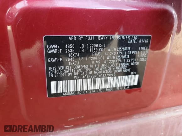 ✅ 2016 Subaru Outback Limited • VIN: 4S4BSENCXG3279240 • Lot: 84453085. Wystawiony na Copart z przebiegiem 114 221 mil. Bezpłatny archiwum sprzedaży aukcyjnych z USA i szczegółowy raport historii pojazdu na DreamBid. Zdjęcie 14.