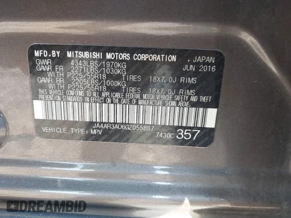 ✅ 2016 Mitsubishi Outlander ES • VIN: JA4AR3AU6GZ055887 • Lot: 43180665. Wystawiony na IAAI z przebiegiem 192 813 mil. Bezpłatny archiwum sprzedaży aukcyjnych z USA i szczegółowy raport historii pojazdu na DreamBid. Zdjęcie 9.