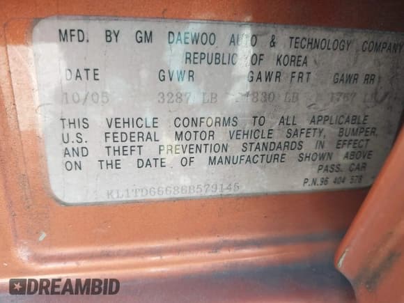 ✅ 2006 Chevrolet Aveo LS • VIN: KL1TD66686B579145 • Lot: 41480923. Wystawiony na IAAI z przebiegiem 206 024 mil. Bezpłatny archiwum sprzedaży aukcyjnych z USA i szczegółowy raport historii pojazdu na DreamBid. Zdjęcie 9.
