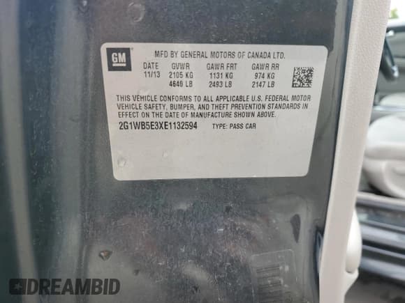 ✅ 2014 Chevrolet Impala LT • VIN: 2G1WB5E3XE1132594 • Лот: 71844564. Опубликован ранее на Copart с пробегом 99 399 миль. Бесплатный доступ к архиву аукционных продаж из США и подробный отчёт об истории автомобиля на DreamBid. Изображение 12.