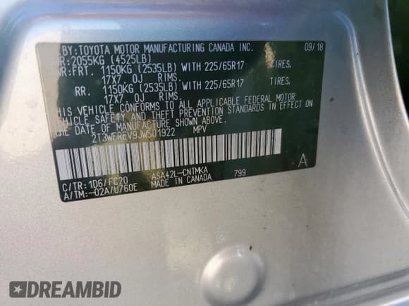✅ 2018 Toyota RAV4 XLE • VIN: 2T3WFREV9JW501922 • Lot: 91021485. Wystawiony na Copart z przebiegiem 37 122 mil. Bezpłatny archiwum sprzedaży aukcyjnych z USA i szczegółowy raport historii pojazdu na DreamBid. Zdjęcie 12.