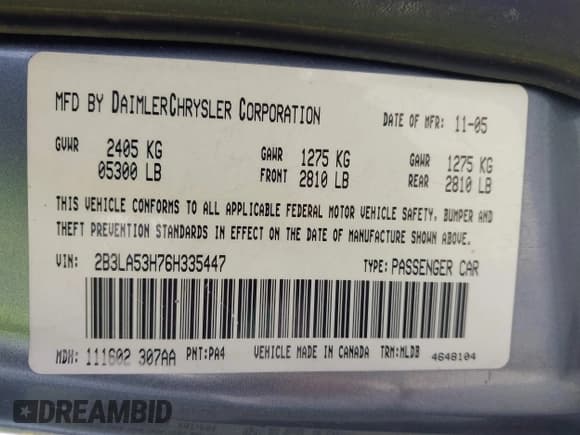 ✅ 2006 Dodge Charger R/T • VIN: 2B3LA53H76H335447 • Лот: 43498834. Опубликован ранее на IAAI с пробегом 145 173 миль. Бесплатный доступ к архиву аукционных продаж из США и подробный отчёт об истории автомобиля на DreamBid. Изображение 9.