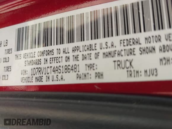 ✅ 2010 Dodge 1500 SLT • VIN: 1D7RV1CT4AS186481 • Lot: 41977635. Wystawiony na IAAI z przebiegiem 196 131 mil. Bezpłatny archiwum sprzedaży aukcyjnych z USA i szczegółowy raport historii pojazdu na DreamBid. Zdjęcie 9.