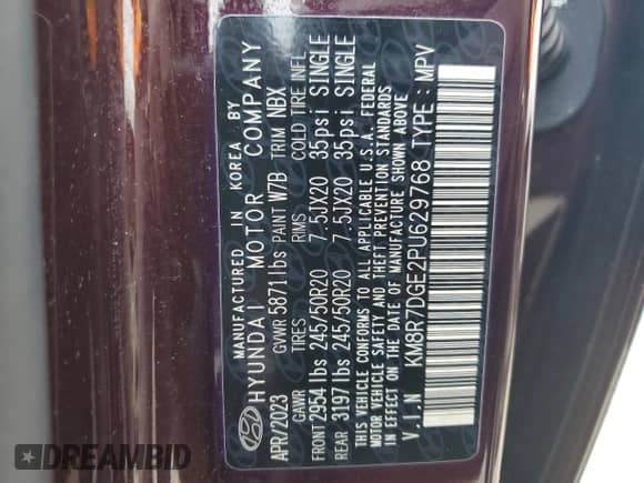 ✅ 2023 Hyundai Palisade Calligraphy • VIN: KM8R7DGE2PU629768 • Лот: 69961964. Размещён на Copart с пробегом 14 123 миль миль. Получите бесплатный доступ к архиву аукционных продаж из США и посмотрите подробный отчёт об истории автомобиля на DreamBid. Изображение 13.