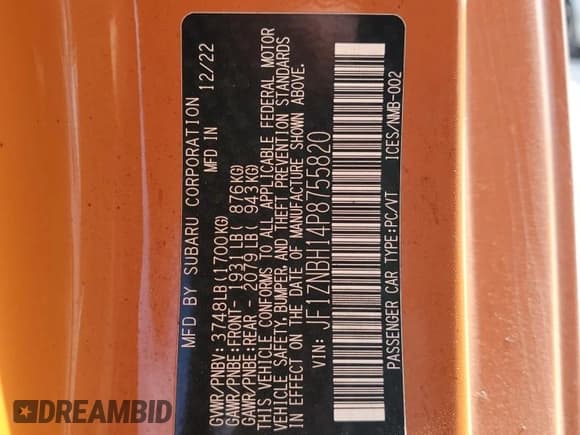 ✅ 2023 Toyota 86 10th Anniversary Edition • VIN: JF1ZNBH14P8755820 • Lot: 83580994. Listed on Copart with Not provided. Free auction sales archive from the USA and detailed vehicle history report at DreamBid. Image 12.