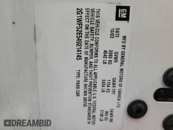 2004 Chevrolet Impala с VIN 2G1WF52E549214145, выставлен на аукционе Copart как лот 77853974 с пробегом 198 456 миль миль и Списание • Salvage title. История ставок и продаж доступна на DreamBid. Изображение 12.