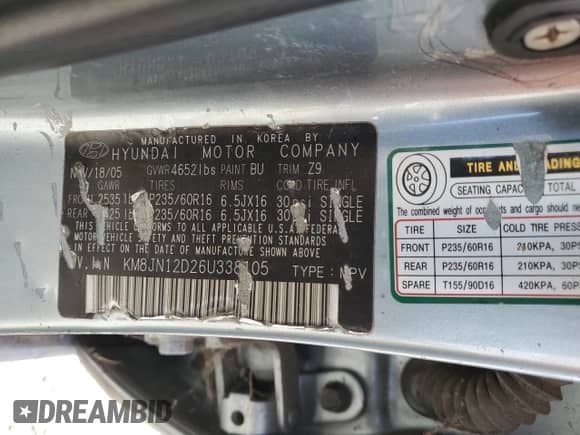 2006 Hyundai Tucson GLS с VIN KM8JN12D26U338105, выставлен на аукционе Copart как лот 79716804 с пробегом 182 387 миль миль и Чистый • Clean title. История ставок и продаж доступна на DreamBid. Изображение 13.