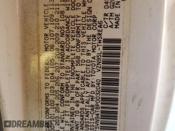 ✅ 1993 Toyota Pickup • VIN: JT5VN94T8P0032040 • Lot: 48958085. Listed on Copart with 198,057 mi. Free auction sales archive from the USA and detailed vehicle history report at DreamBid. Image 12.