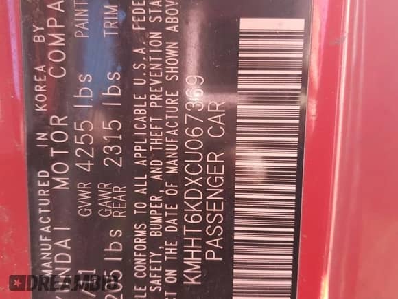 2012 Hyundai Genesis Coupe 2.0T с VIN KMHHT6KDXCU067369, выставлен на аукционе Copart как лот 84061194 с пробегом Не указан миль и Списание • Salvage title. История ставок и продаж доступна на DreamBid. Изображение 13.