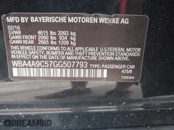 ✅ 2016 BMW 4 Series 428i • VIN: WBA4A9C57GG507793 • Лот: 43212058. Опубликован ранее на IAAI с пробегом 172 140 миль. Бесплатный доступ к архиву аукционных продаж из США и подробный отчёт об истории автомобиля на DreamBid. Изображение 9.