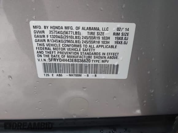 ✅ 2014 Acura MDX Technology • VIN: 5FRYD4H43EB036620 • Лот: 43672518. Опубликован ранее на IAAI с пробегом 171 187 миль. Бесплатный доступ к архиву аукционных продаж из США и подробный отчёт об истории автомобиля на DreamBid. Изображение 9.