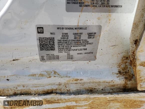 ✅ 2022 Chevrolet Silverado 2500HD LT • VIN: 1GC5YNE72NF122798 • Лот: 42351962. Опубликован ранее на Copart с пробегом 2 959 миль. Бесплатный доступ к архиву аукционных продаж из США и подробный отчёт об истории автомобиля на DreamBid. Изображение 10.