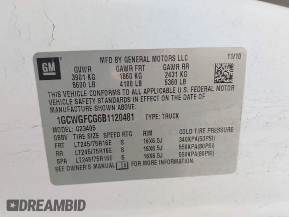 ✅ 2011 Chevrolet Express Cargo • VIN: 1GCWGFCG6B1120481 • Lot: 42218197. Listed on IAAI with 204,375 mi. Free auction sales archive from the USA and detailed vehicle history report at DreamBid. Image 9.