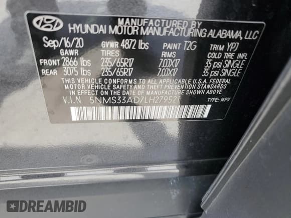 ✅ 2020 Hyundai Santa Fe SEL • VIN: 5NMS33AD7LH279521 • Lot: 49407664. Wystawiony na Copart z przebiegiem 17 648 mil. Bezpłatny archiwum sprzedaży aukcyjnych z USA i szczegółowy raport historii pojazdu na DreamBid. Zdjęcie 12.