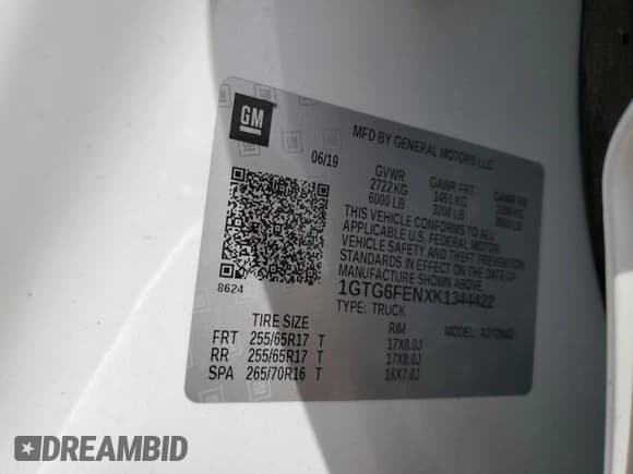 ✅ 2019 GMC Canyon 4WD All Terrain • VIN: 1GTG6FENXK1344422 • Lot: 52474074. Listed on Copart with 71,229 mi. Free auction sales archive from the USA and detailed vehicle history report at DreamBid. Image 12.