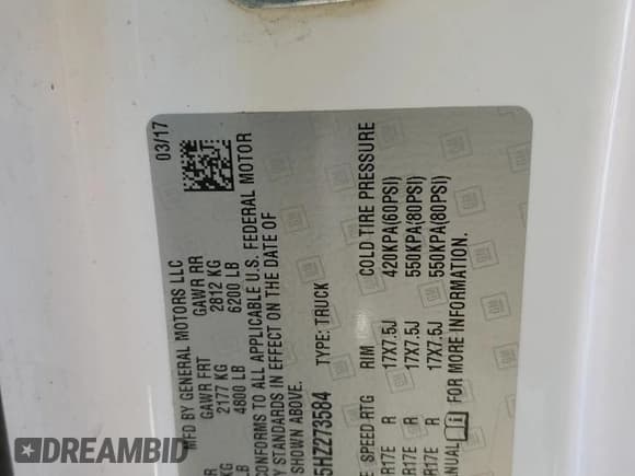 ✅ 2017 Chevrolet Silverado 1500 • VIN: 1GC0CUEY5HZ273584 • Лот: 46923355. Опубликован ранее на Copart с пробегом Не указан. Бесплатный доступ к архиву аукционных продаж из США и подробный отчёт об истории автомобиля на DreamBid. Изображение 12.