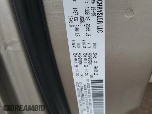 ✅ 2009 Chrysler Town & Country Touring • VIN: 2A8HR54109R562520 • Лот: 93344325. Опубликован ранее на Copart с пробегом 65 707 миль. Бесплатный доступ к архиву аукционных продаж из США и подробный отчёт об истории автомобиля на DreamBid. Изображение 13.