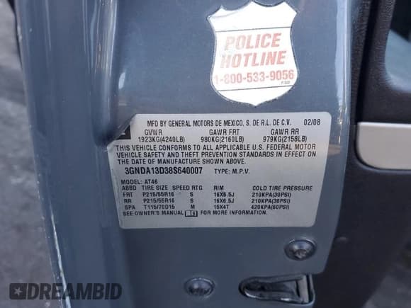 ✅ 2008 Chevrolet HHR LS • VIN: 3GNDA13D38S640007 • Lot: 83056134. Listed on Copart with 169,315 mi. Free auction sales archive from the USA and detailed vehicle history report at DreamBid. Image 14.