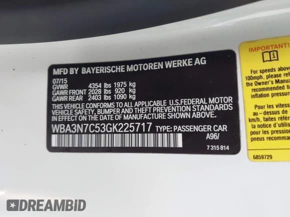 ✅ 2016 BMW 4 Series 428i • VIN: WBA3N7C53GK225717 • Lot: 43738257. Listed on IAAI with 70,972 mi. Free auction sales archive from the USA and detailed vehicle history report at DreamBid. Image 9.