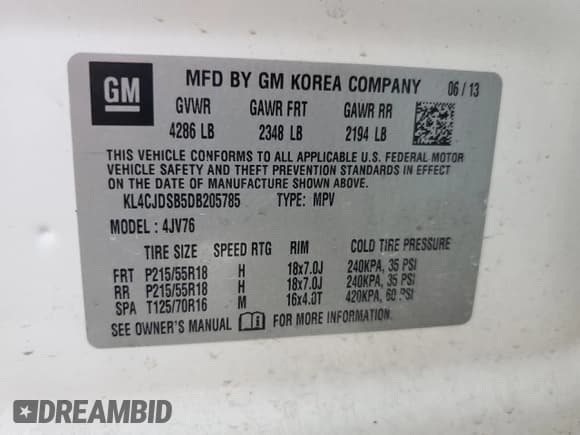 ✅ 2013 Buick Encore Premium • VIN: KL4CJDSB5DB205785 • Лот: 68109225. Опубликован ранее на Copart с пробегом 138 745 миль. Бесплатный доступ к архиву аукционных продаж из США и подробный отчёт об истории автомобиля на DreamBid. Изображение 13.