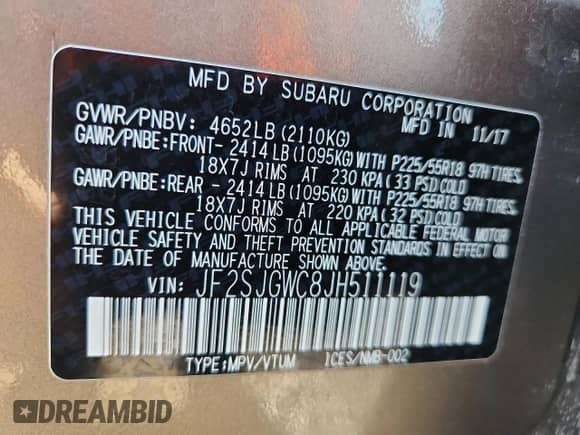 2018 Subaru Forester Touring z VIN JF2SJGWC8JH511119, wystawiony jako Copart lot #80750065 z przebiegiem 86 471 mil mil oraz Szkoda całkowita • Salvage title. Historia ofert i sprzedaży dostępna na DreamBid. Obrazek 13.