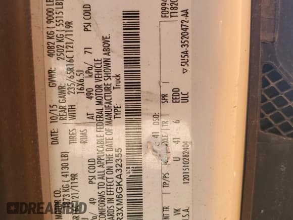 ✅ 2016 Ford Transit Cargo • VIN: 1FTYR3XM6GKA32355 • Лот: 91714375. Опубликован ранее на Copart с пробегом 192 364 миль. Бесплатный доступ к архиву аукционных продаж из США и подробный отчёт об истории автомобиля на DreamBid. Изображение 13.