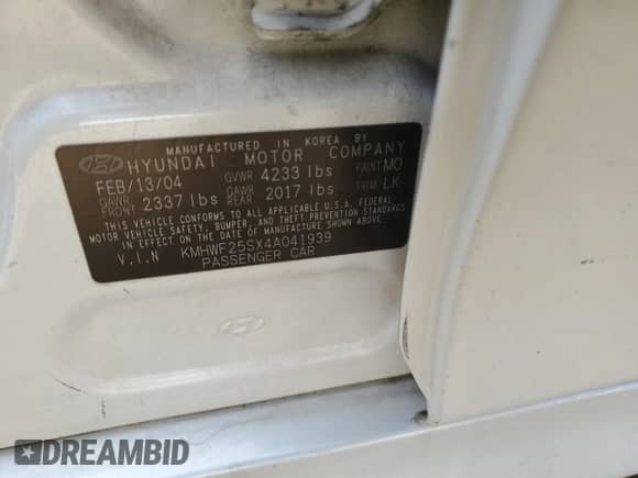 2004 Hyundai Sonata z VIN KMHWF25SX4A041939, wystawiony jako Copart lot #83595624 z przebiegiem 143 228 mil mil oraz Szkoda całkowita • Salvage title. Historia ofert i sprzedaży dostępna na DreamBid. Obrazek 14.