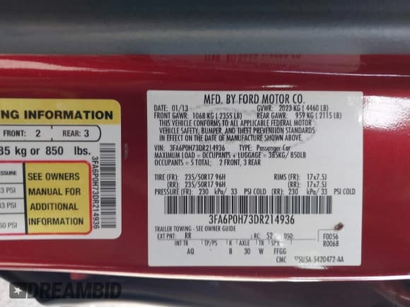 ✅ 2013 Ford Fusion SE • VIN: 3FA6P0H73DR214936 • Lot: 42760968. Wystawiony na IAAI z przebiegiem 221 465 mil. Bezpłatny archiwum sprzedaży aukcyjnych z USA i szczegółowy raport historii pojazdu na DreamBid. Zdjęcie 9.