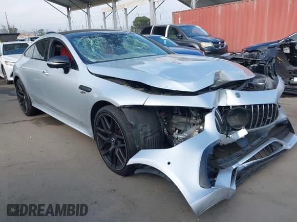 ✅ 2020 Mercedes-Benz AMG GT 53 • VIN: W1K7X6BB4LA015990 • Lot: 43313828. Listed on IAAI with 80,925 mi. Free auction sales archive from the USA and detailed vehicle history report at DreamBid. Image 1.