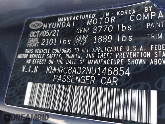 ✅ 2022 Hyundai Venue Limited • VIN: KMHRC8A32NU146854 • Lot: 43457704. Listed on IAAI with 29,285 mi. Free auction sales archive from the USA and detailed vehicle history report at DreamBid. Image 9.
