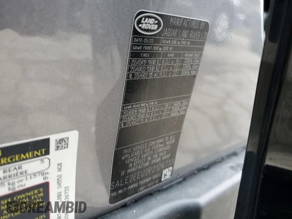 ✅ 2023 Land Rover Defender X-Dynamic SE • VIN: SALE2EEU2P2126733 • Lot: 50526185. Listed on Copart with 39,167 mi. Free auction sales archive from the USA and detailed vehicle history report at DreamBid. Image 15.