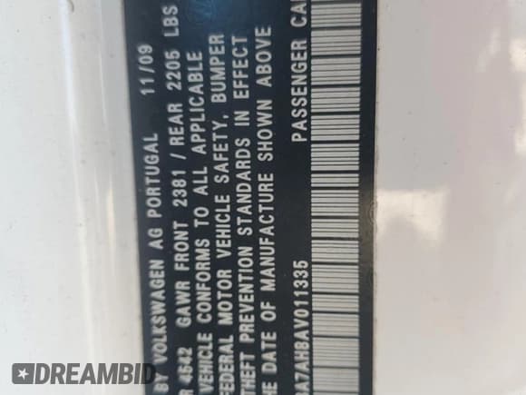 ✅ 2010 Volkswagen Eos Komfort • VIN: WVWBA7AH8AV011335 • Лот: 63392855. Опубликован ранее на Copart с пробегом 161 586 миль. Бесплатный доступ к архиву аукционных продаж из США и подробный отчёт об истории автомобиля на DreamBid. Изображение 12.